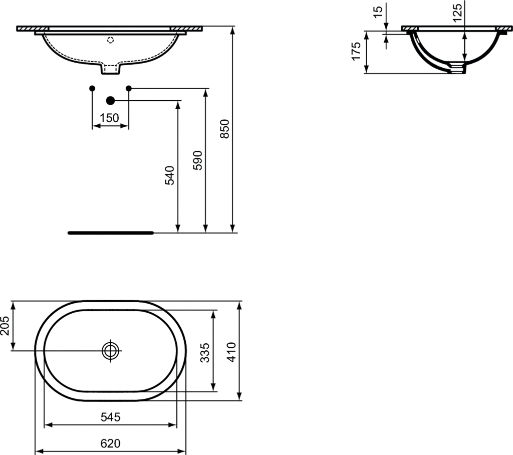 LAVOAR CONNECT OVAL 62X41, MONTAJ SUB BLAT